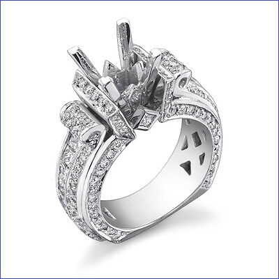 GO BIG Massive 26 gram 2.5ct Diamond PLATINUM Semi Mount Engagement Ring